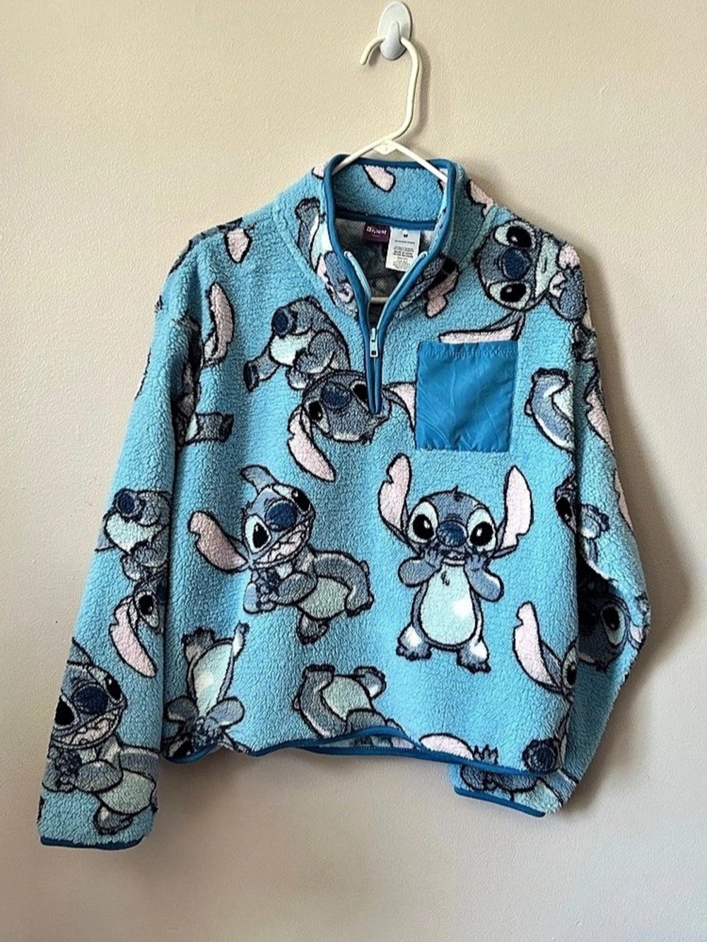 New with tags Disney Lilo & Stitch women’s plush sherpa fleece quarter-zip pullo